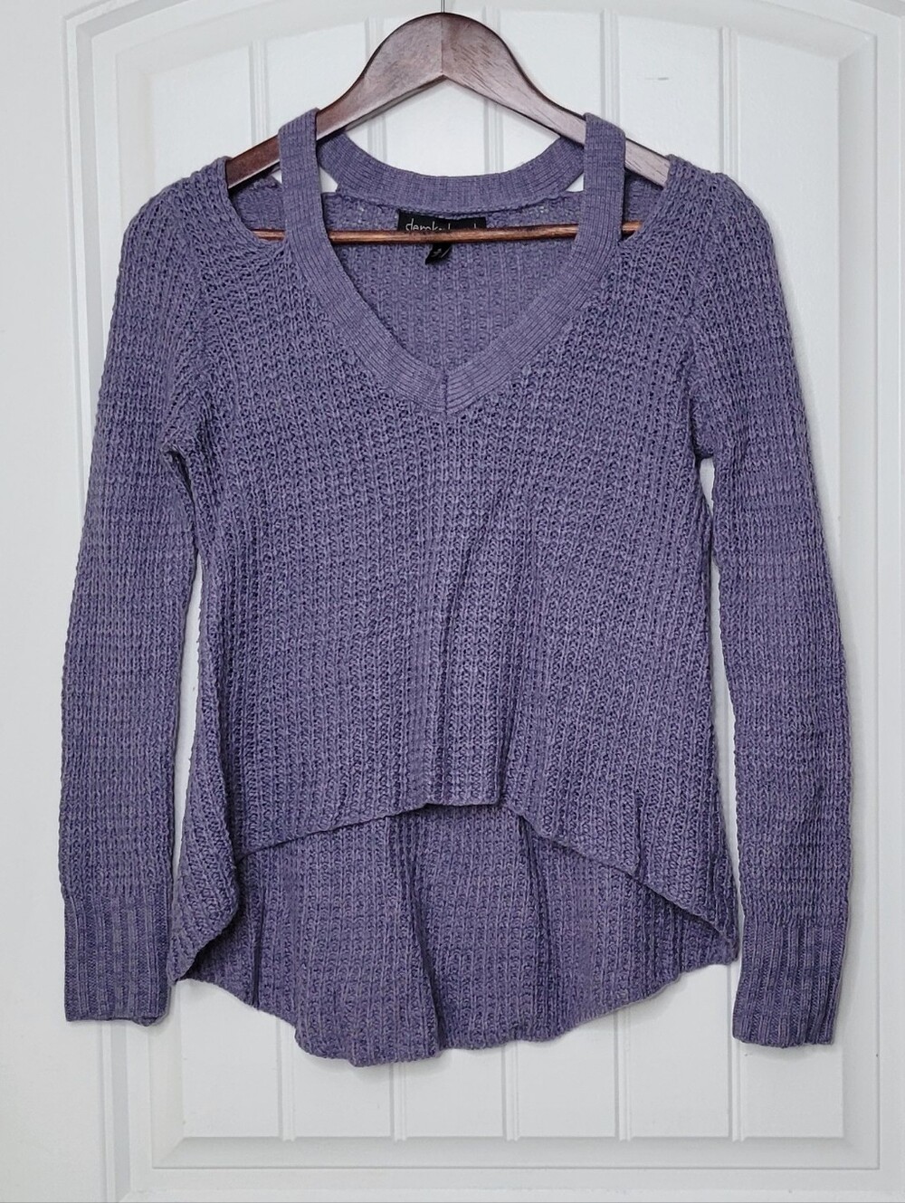 Derek Heart Lavender V-Neck Waffle Knit Sweater